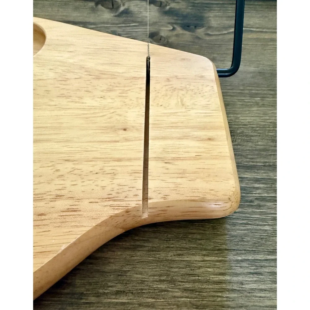 Cheese Slicer Board Tan Excellent Wood Wire Cutter Tray